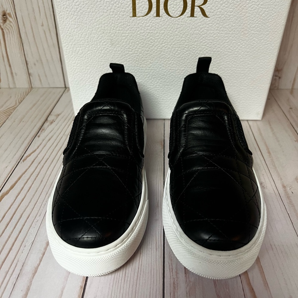 Christian Dior Solar Cannage Quilted Leather Slip On Sneaker Black Sz 35 / 5 - Picture 7 of 14